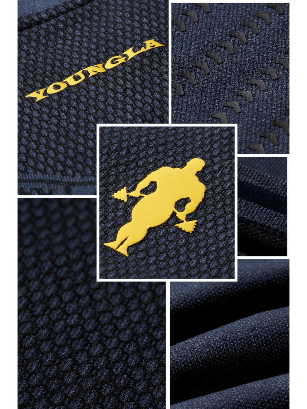YoungLA- Mens Large Navy-Gold's Iron Legacy Compression Tees - Picture 4 of 5